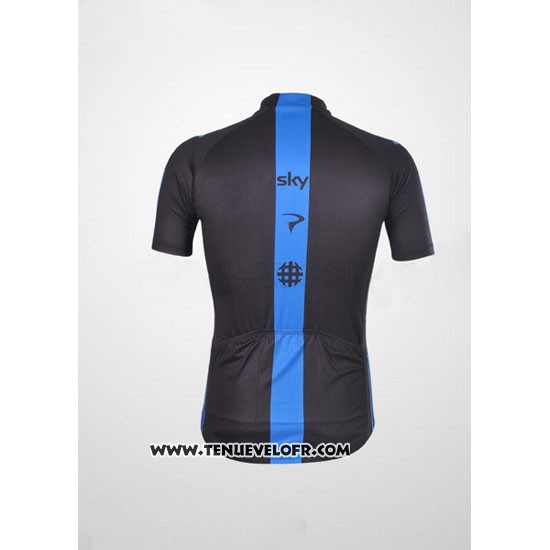 2012 Maillot Ciclismo Sky Noir et Bleu Manches Courtes et Cuissard